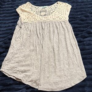 Gray and Cream Lace Top